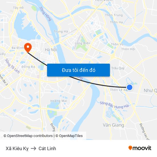 Xã Kiêu Kỵ to Cát Linh map