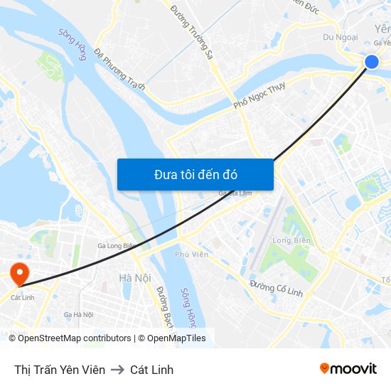 Thị Trấn Yên Viên to Cát Linh map