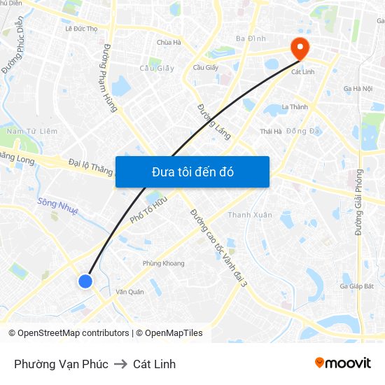 Phường Vạn Phúc to Cát Linh map