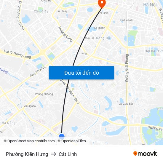 Phường Kiến Hưng to Cát Linh map