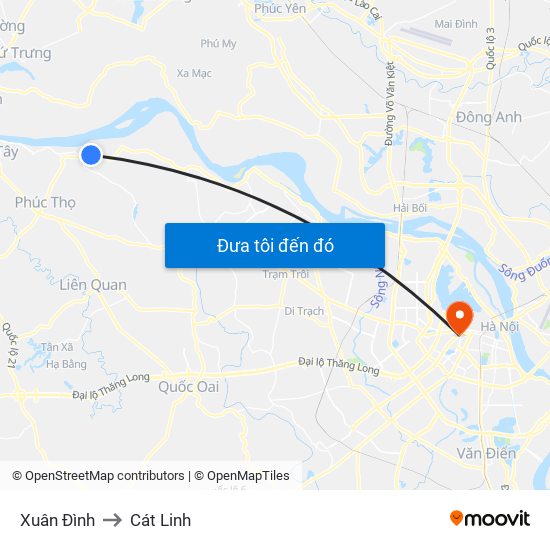 Xuân Đình to Cát Linh map