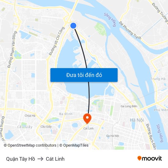 Quận Tây Hồ to Cát Linh map