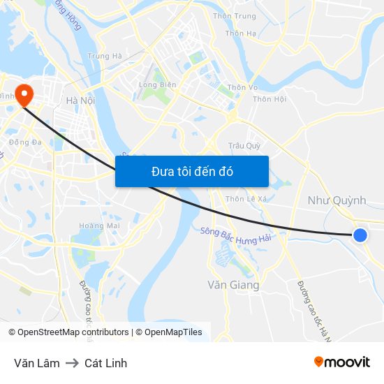 Văn Lâm to Cát Linh map