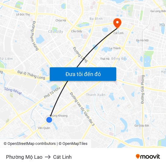 Phường Mộ Lao to Cát Linh map