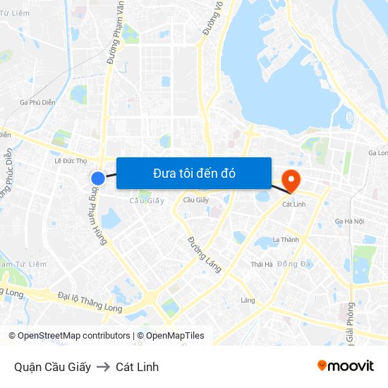 Quận Cầu Giấy to Cát Linh map