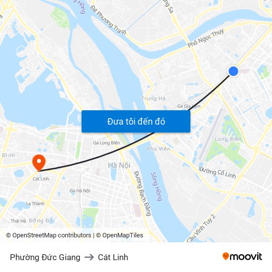 Phường Đức Giang to Cát Linh map