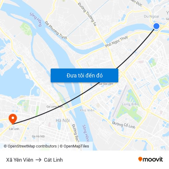 Xã Yên Viên to Cát Linh map