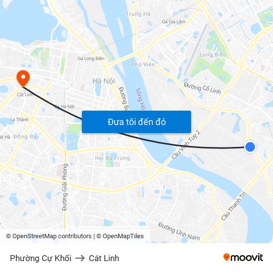 Phường Cự Khối to Cát Linh map