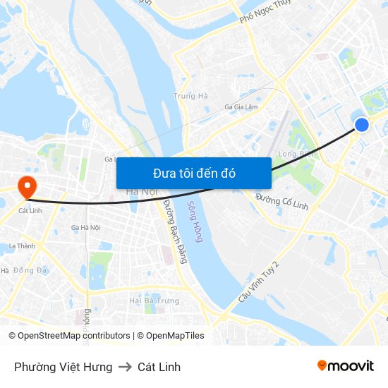 Phường Việt Hưng to Cát Linh map