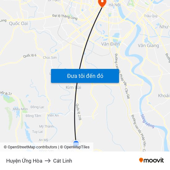 Huyện Ứng Hòa to Cát Linh map