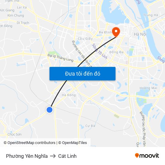 Phường Yên Nghĩa to Cát Linh map