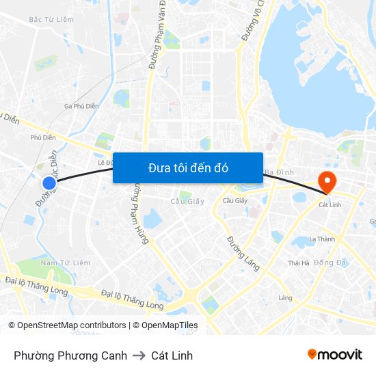 Phường Phương Canh to Cát Linh map