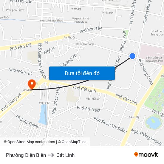 Phường Điện Biên to Cát Linh map