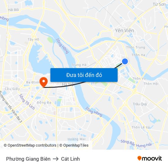 Phường Giang Biên to Cát Linh map
