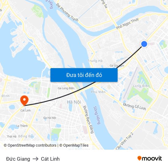 Đức Giang to Cát Linh map