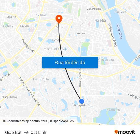 Giáp Bát to Cát Linh map