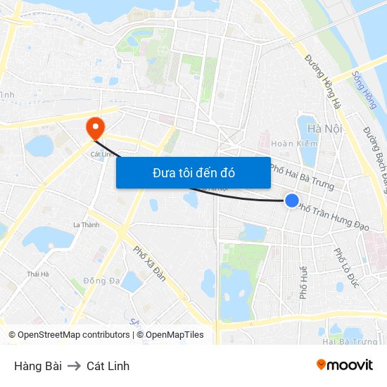 Hàng Bài to Cát Linh map