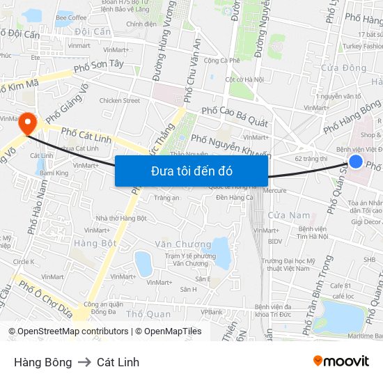 Hàng Bông to Cát Linh map
