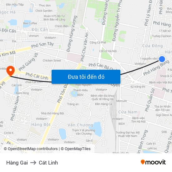 Hàng Gai to Cát Linh map