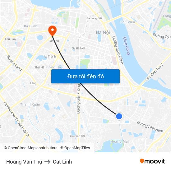 Hoàng Văn Thụ to Cát Linh map