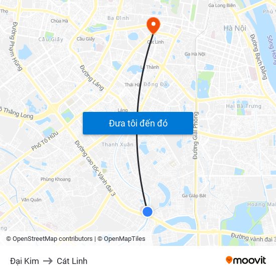 Đại Kim to Cát Linh map