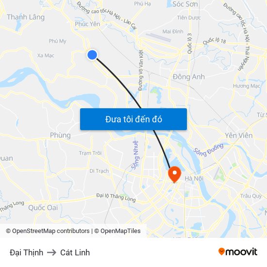 Đại Thịnh to Cát Linh map