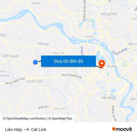 Liên Hiệp to Cát Linh map