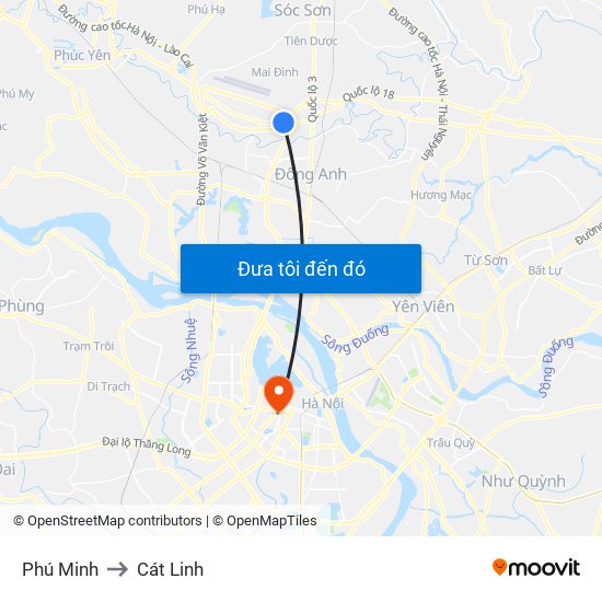 Phú Minh to Cát Linh map