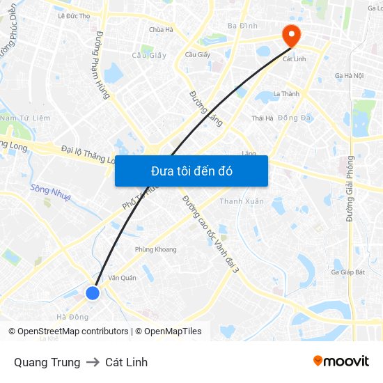 Quang Trung to Cát Linh map