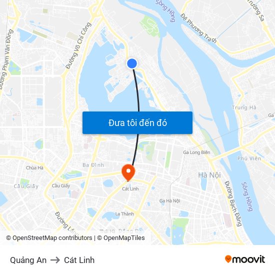 Quảng An to Cát Linh map