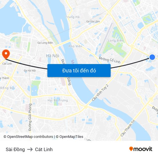 Sài Đồng to Cát Linh map