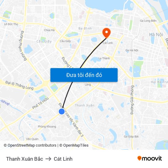 Thanh Xuân Bắc to Cát Linh map