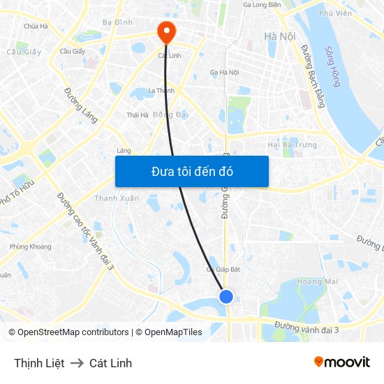 Thịnh Liệt to Cát Linh map