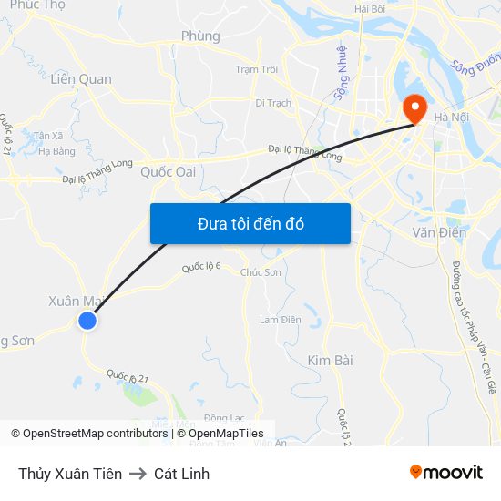 Thủy Xuân Tiên to Cát Linh map