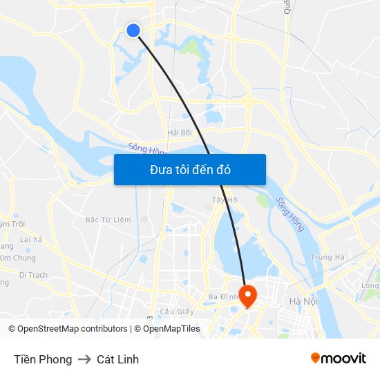 Tiền Phong to Cát Linh map