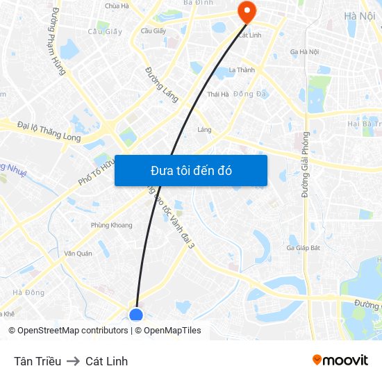 Tân Triều to Cát Linh map