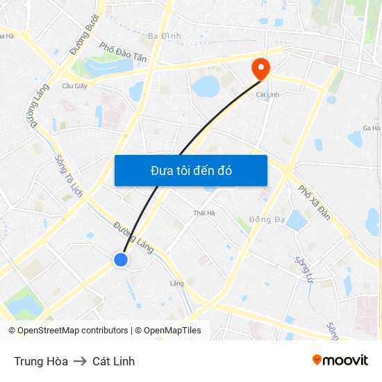 Trung Hòa to Cát Linh map