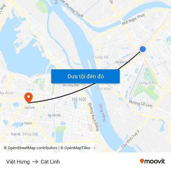 Việt Hưng to Cát Linh map