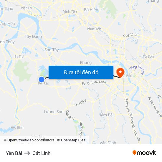 Yên Bài to Cát Linh map