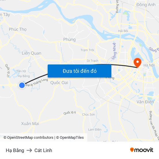 Hạ Bằng to Cát Linh map