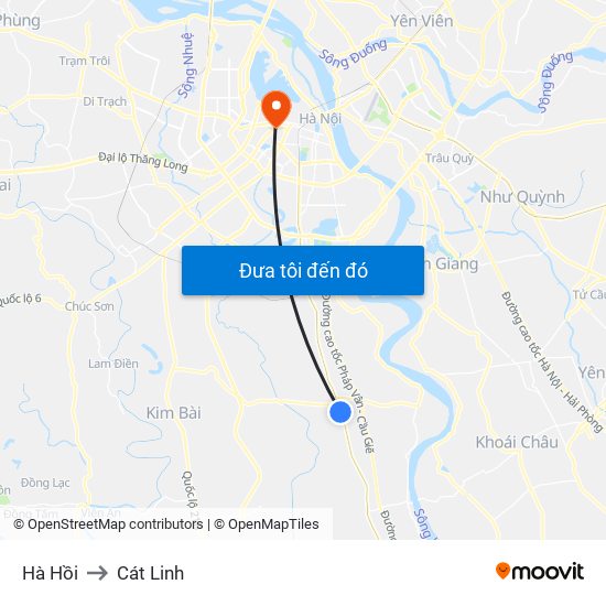 Hà Hồi to Cát Linh map