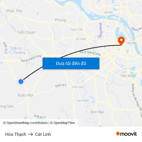 Hòa Thạch to Cát Linh map