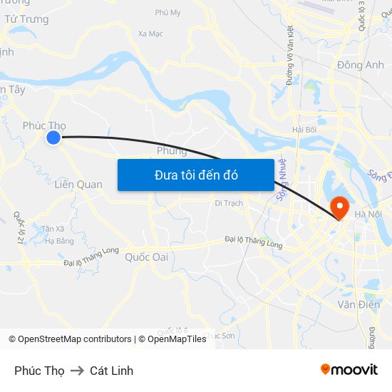 Phúc Thọ to Cát Linh map