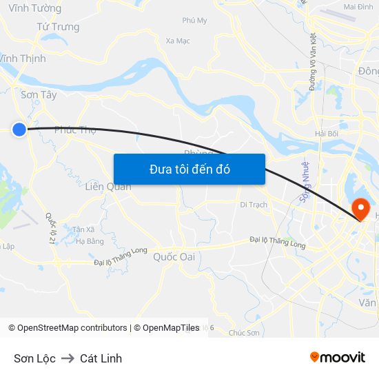 Sơn Lộc to Cát Linh map