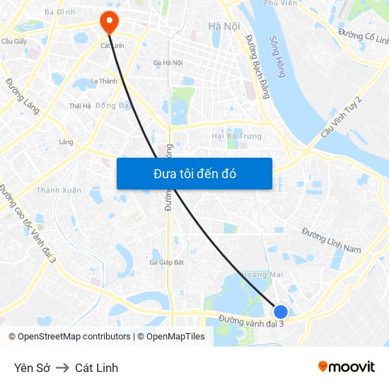 Yên Sở to Cát Linh map