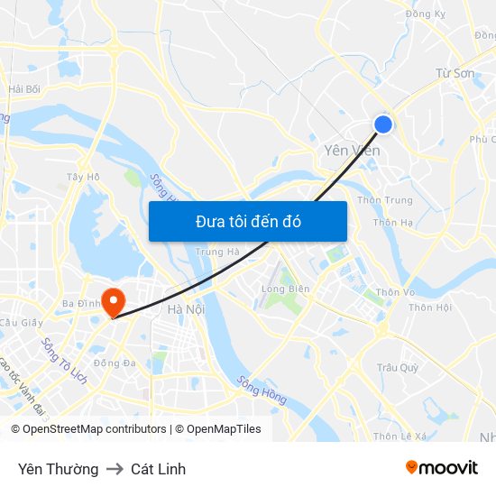 Yên Thường to Cát Linh map