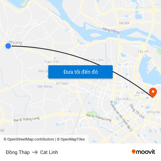 Đồng Tháp to Cát Linh map