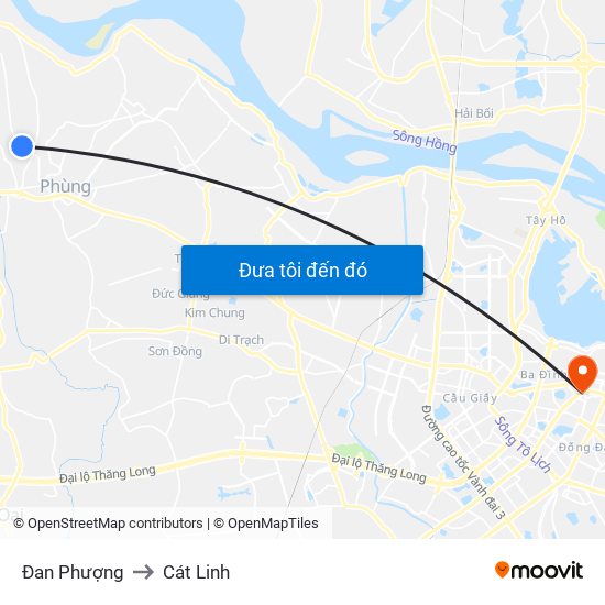 Đan Phượng to Cát Linh map