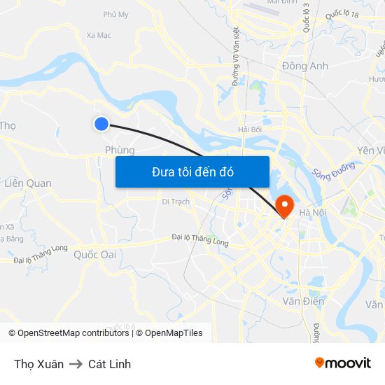 Thọ Xuân to Cát Linh map