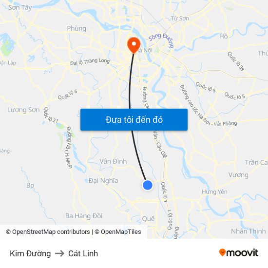 Kim Đường to Cát Linh map